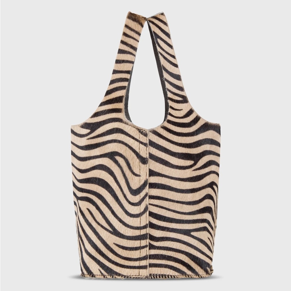 ANN MASHBURN Zebra-Print Mini Tote in Black and Cream